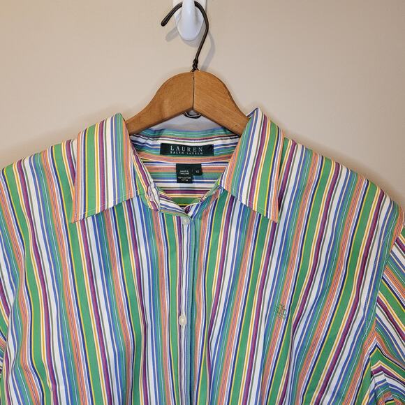 Lauren Ralph Lauren Tops - Lauren Ralph Lauren Womens Striped Multicolor Button Up Long Sleeve Shirt 1X